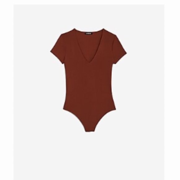 Express V Neck Short Sleeve Thing Bodysuit - Picture 3 of 5